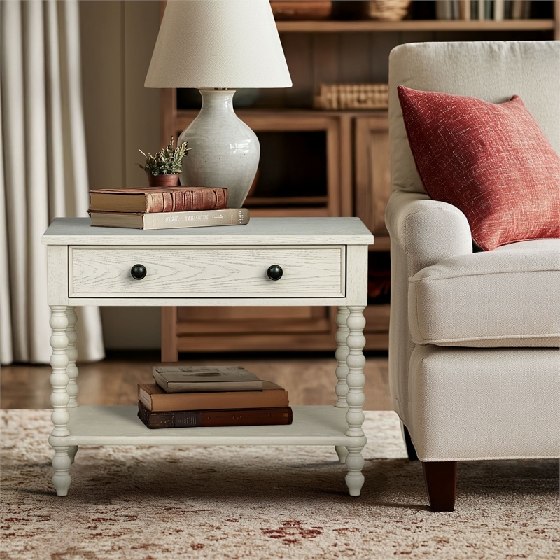 Olliix Madison Park Signature Beckett MDF/Wood End Table in Antique Cream