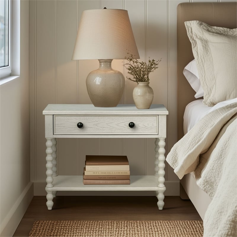 Olliix Madison Park Signature Beckett MDF/Wood End Table in Antique Cream