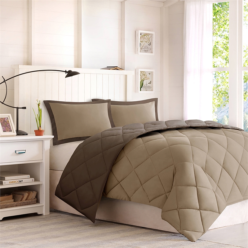 Olliix Madison Park Larkspur Full/Queen Comforter Mini Set in Brown/Sand
