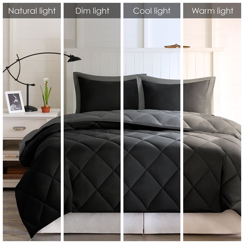 Olliix Madison Park Larkspur Twin/Twin XL Comforter Mini Set in Black/Grey