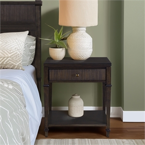 Olliix Martha Stewart Kenna MDF/Wood/Metal Nightstand in Dark Coffee