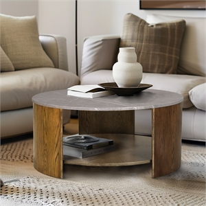 Olliix INK+IVY Keegan Coffee Table MDF/Wood in Oak/Marble