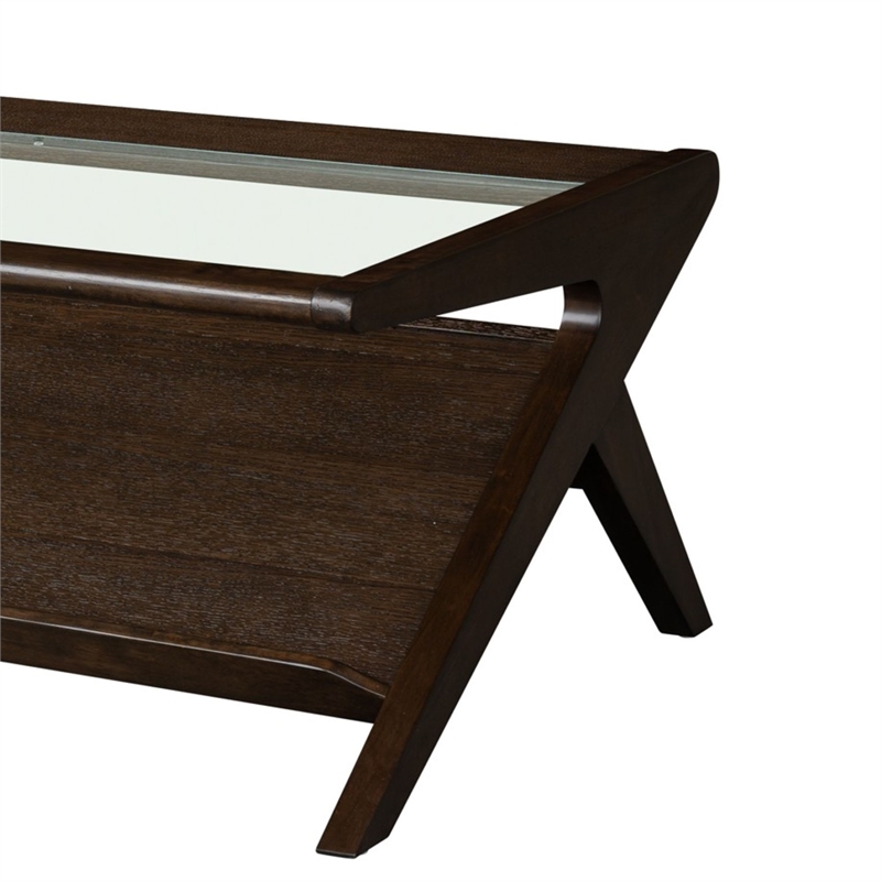 Olliix INK+IVY Rocket Coffee Table Glass/MDF/Wood in Morocco Brown