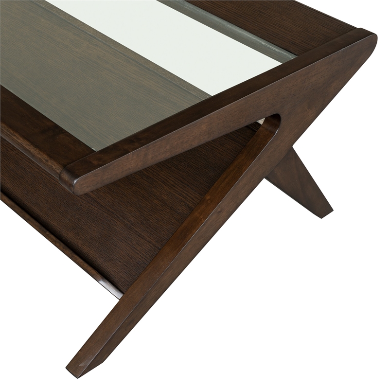 Olliix INK+IVY Rocket Coffee Table Glass/MDF/Wood in Morocco Brown