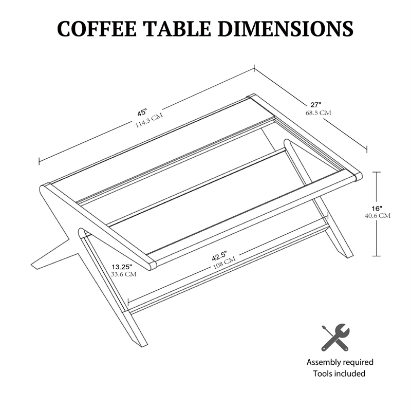 Olliix INK+IVY Rocket Coffee Table Glass/MDF/Wood in Morocco Brown