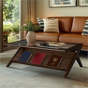 Olliix INK+IVY Rocket Coffee Table Glass/MDF/Wood in Morocco Brown