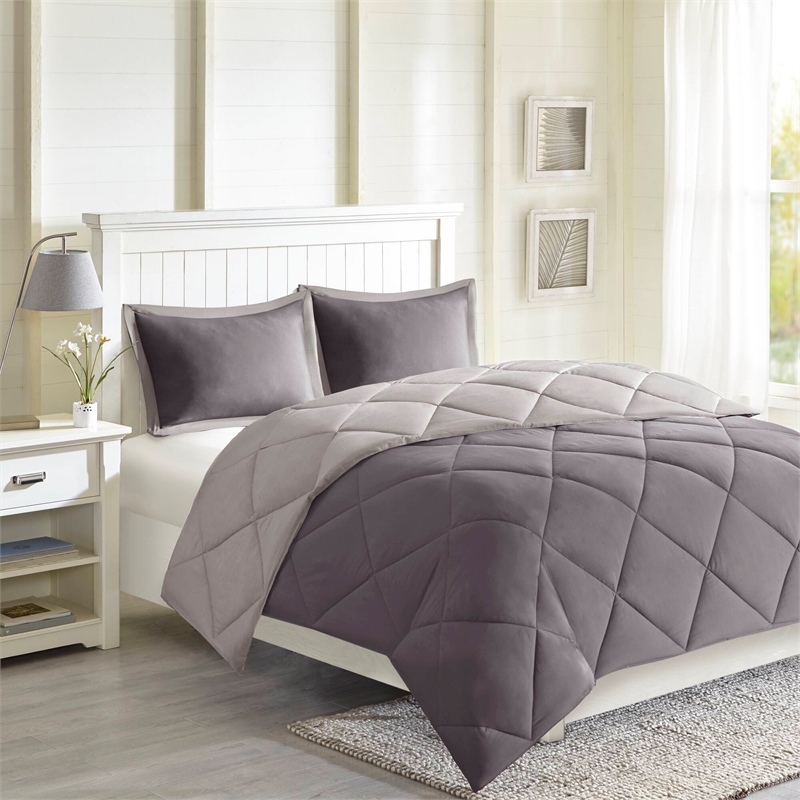 Olliix Madison Park Larkspur Twin/Twin XL Comforter Mini Set in Charcoal/Grey