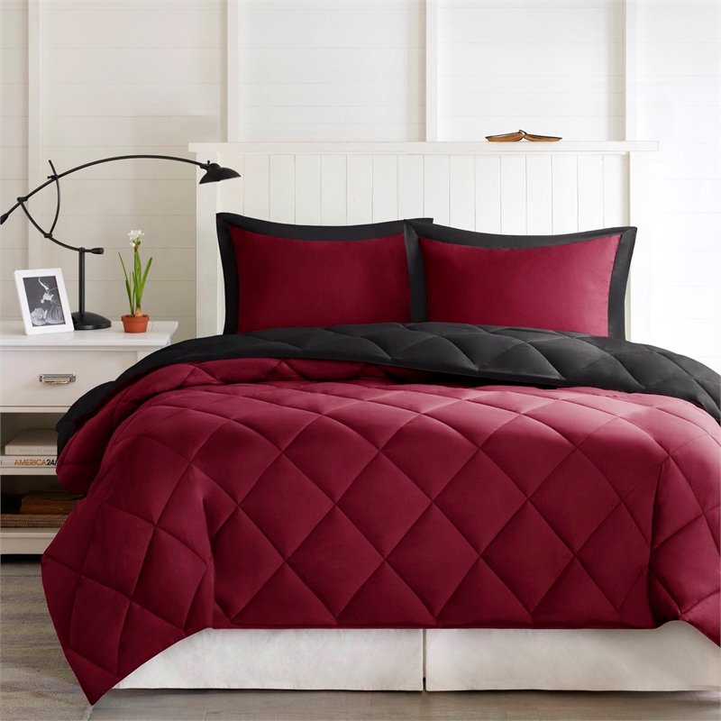 Olliix Madison Park Larkspur Twin/Twin XL Comforter Mini Set in Red/Black