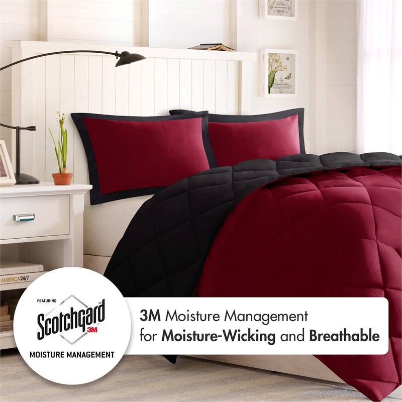 Olliix Madison Park Larkspur King/Cal King Comforter Mini Set in Red/Black