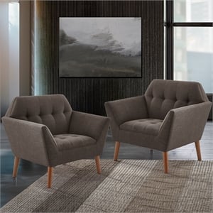 Olliix INK+IVY Newport Set of 2 Lounge Chair Wood/Plywood/Fabric in Charcoal