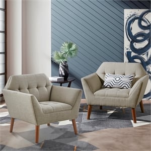 Olliix INK+IVY Newport Set of 2 Lounge Chair Wood/Plywood/Fabric in Light Grey