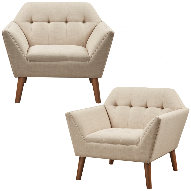 Olliix INK+IVY Newport Set of 2 Lounge Chair Wood/Plywood/Fabric in Beige