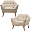 Olliix INK+IVY Newport Set of 2 Lounge Chair Wood/Plywood/Fabric in Beige