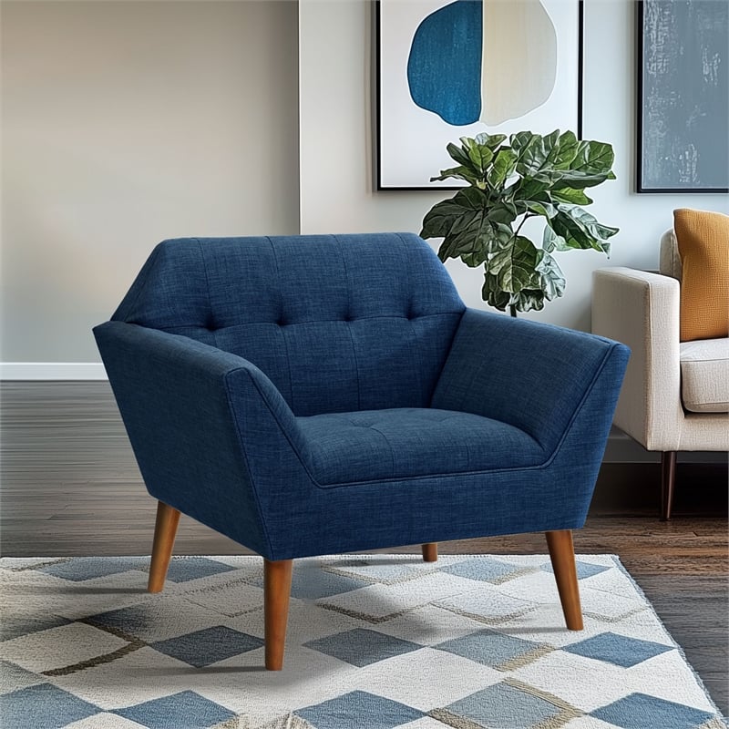 Olliix INK+IVY Newport Set of 2 Lounge Chair Wood/Plywood/Fabric in Blue
