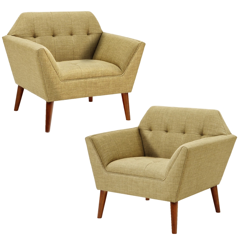 Olliix INK+IVY Newport Set of 2 Lounge Chair Wood/Plywood/Fabric in Pale Green