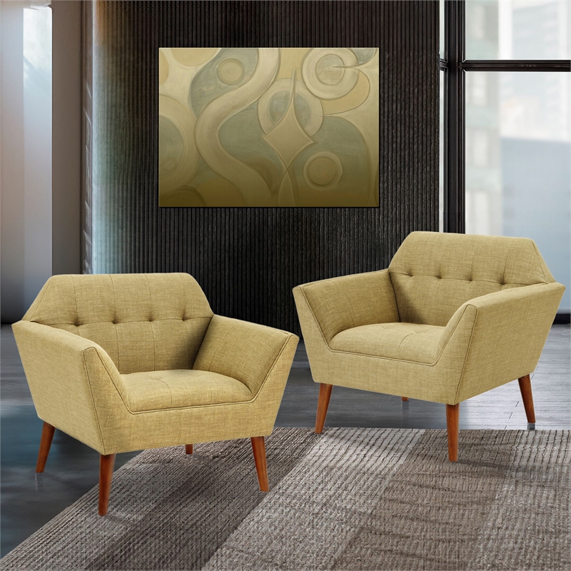 Olliix INK+IVY Newport Set of 2 Lounge Chair Wood/Plywood/Fabric in Pale Green