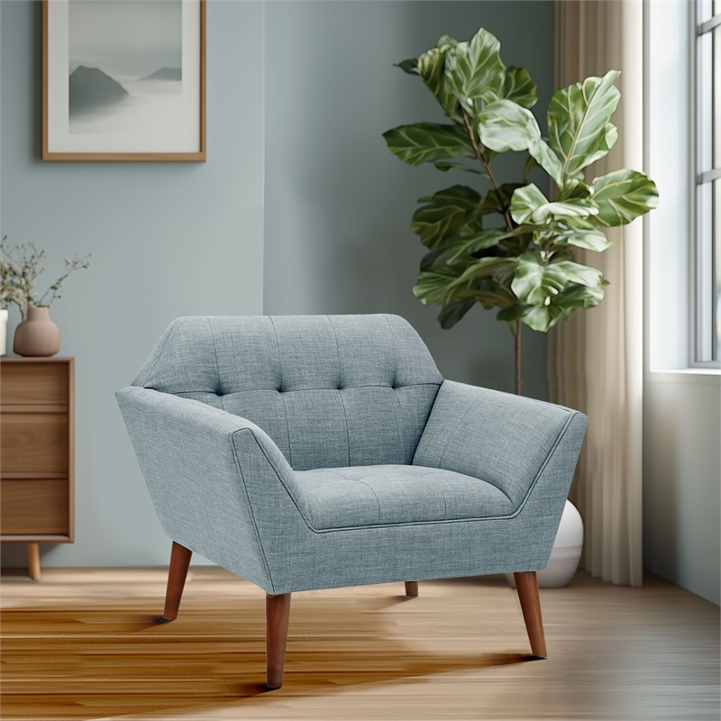 Olliix INK+IVY Newport Set of 2 Lounge Chair Wood/Plywood/Fabric in Light Blue