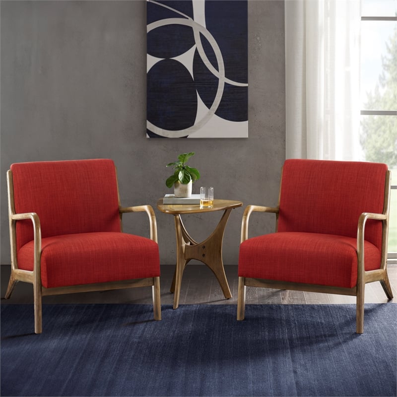 Olliix INK+IVY Novak Set of 2 Accent Armchair Wood/Polyester in Spice