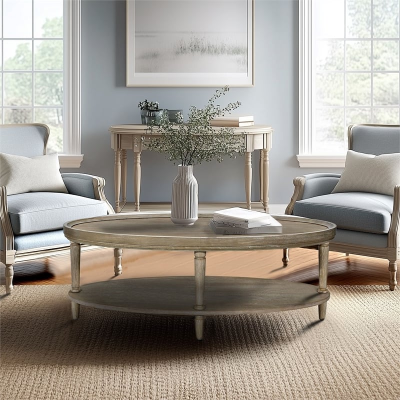 Olliix Martha Stewart Ayanna Coffee Table MDF/Wood in Reclaimed Greige