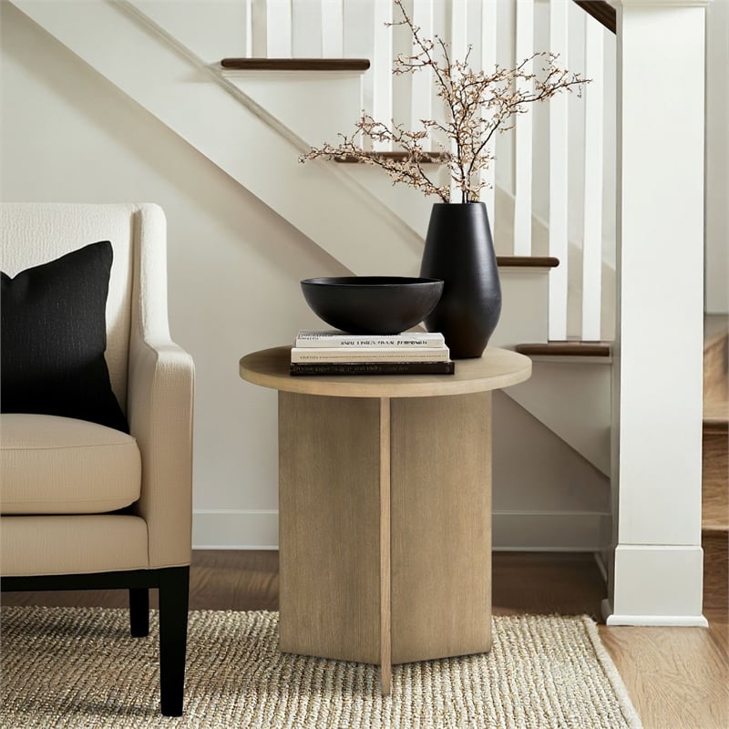 Olliix Martha Stewart Sadie Accent Table MDF/Wood in Reclaimed Greige