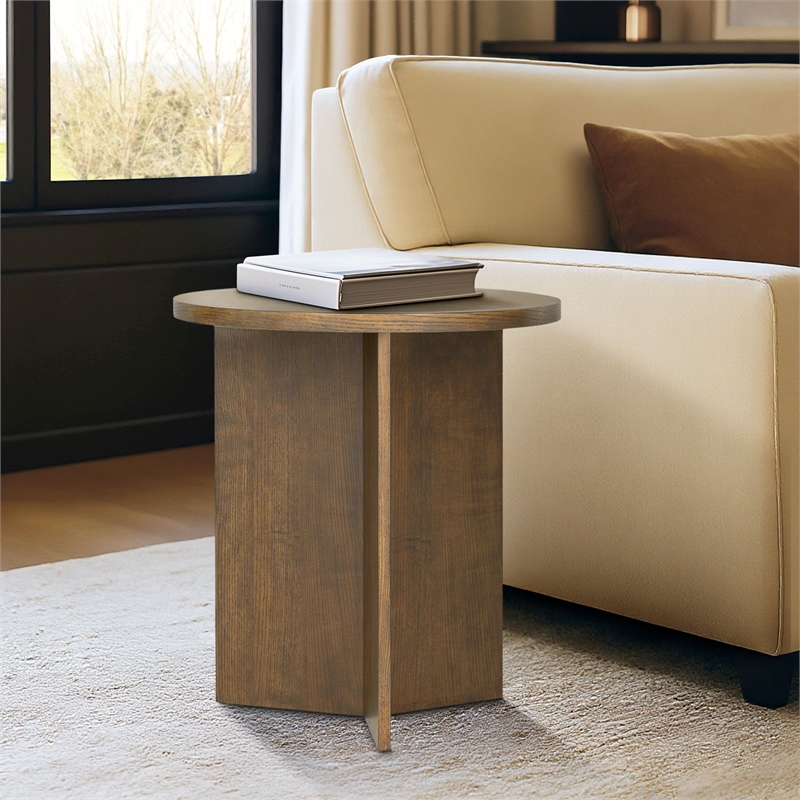 Olliix Martha Stewart Sadie Accent Table MDF/Wood in Walnut Brown