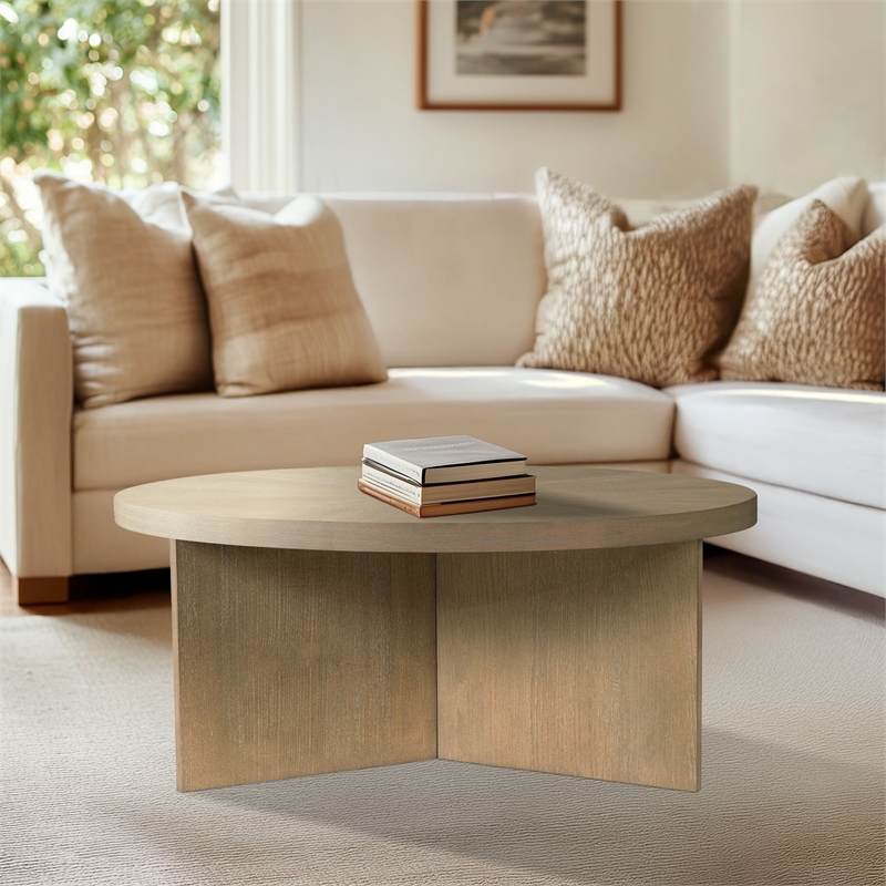 Olliix Martha Stewart Sadie Coffee Table MDF/Wood in Reclaimed Greige