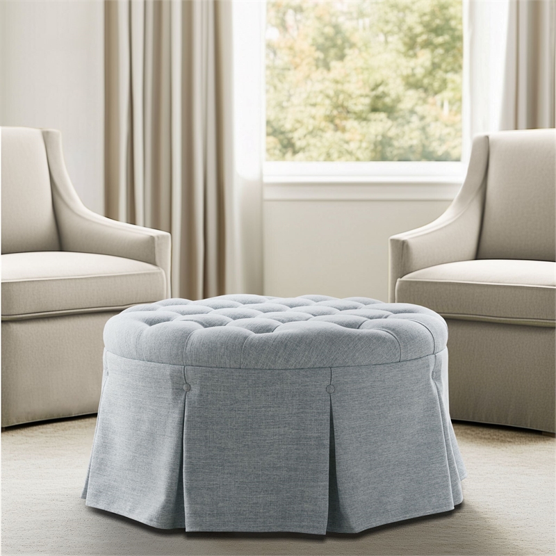 Olliix Martha Stewart Terri Ottoman Wood/Plywood/Fabric/Plastic in Light Blue