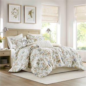 Olliix Harbor House Blue Herbal Queen Comforter Set Cotton in Multi