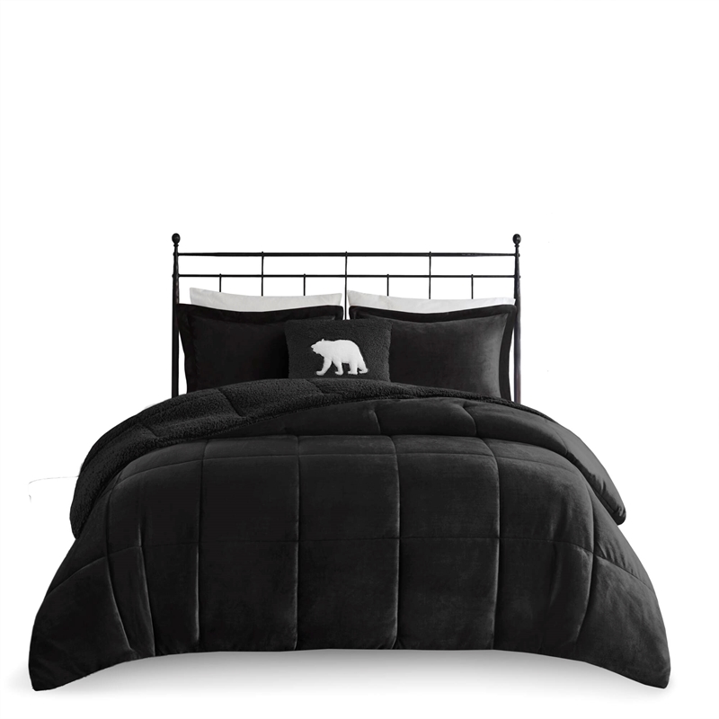 Olliix Woolrich Alton Full/Queen Comforter Set Polyester in Black/Black