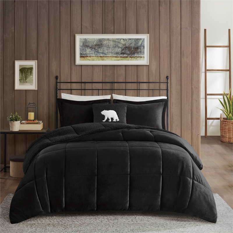 Olliix Woolrich Alton Full/Queen Comforter Set Polyester in Black/Black