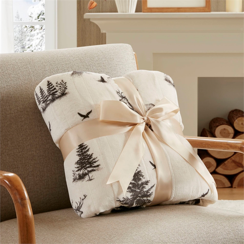 Olliix Woolrich Print Plush to Sherpa 50x60