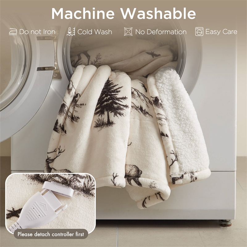 Olliix Woolrich Print Plush to Sherpa 50x60