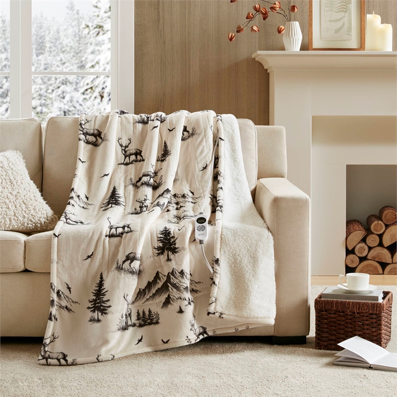 Olliix Woolrich Print Plush to Sherpa 50x60