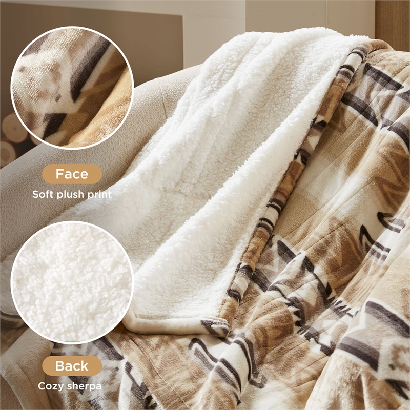 Olliix Woolrich Print Plush to Sherpa 50x60