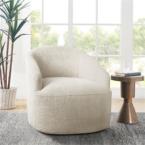 Olliix INK+IVY Bonn Swivel Chair Wood/Plywood/Fabric in Cream
