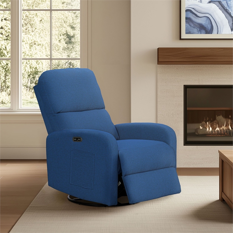 Olliix INK+IVY Dakota Recliner Wood/Plywood/Fabric in Blue