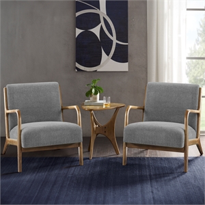 Olliix INK+IVY Novak Set of 2 Accent Armchair Wood/Polyester in Grey
