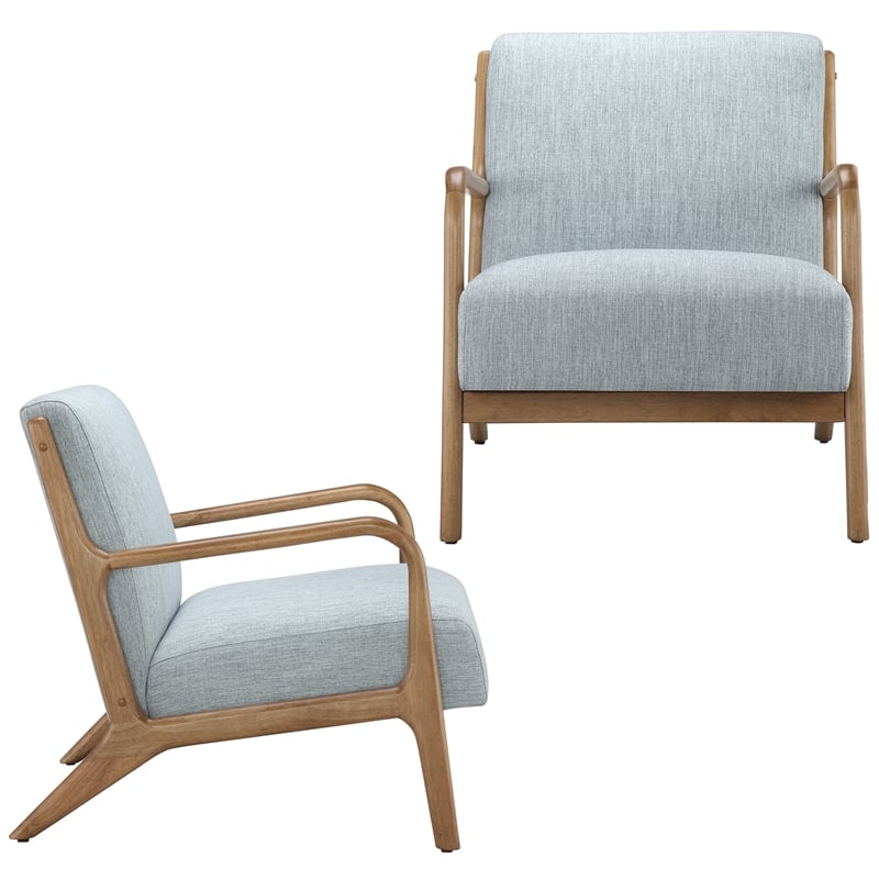 Olliix INK+IVY Novak Set of 2 Accent Armchair Wood/Polyester in Light Blue