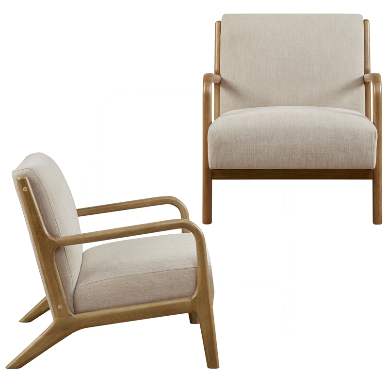 Olliix INK+IVY Novak Set of 2 Accent Armchair Wood/Polyester in Cream