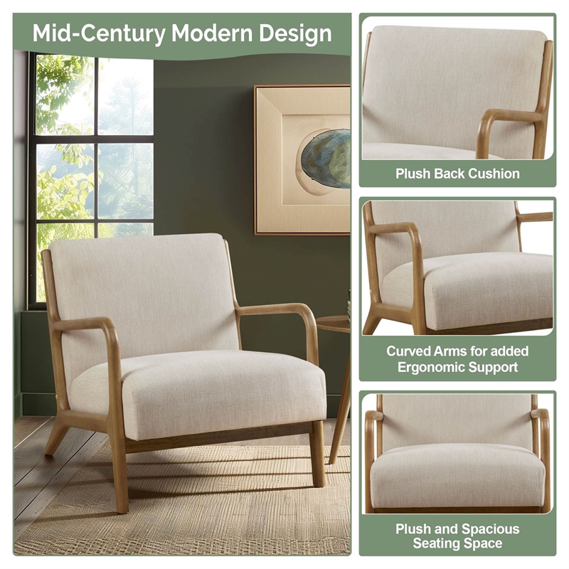Olliix INK+IVY Novak Set of 2 Accent Armchair Wood/Polyester in Cream