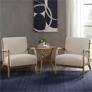 Olliix INK+IVY Novak Set of 2 Accent Armchair Wood/Polyester in Cream