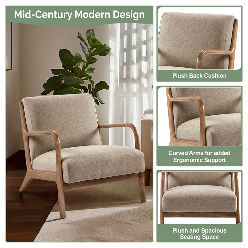 Olliix INK+IVY Novak Set of 2 Accent Armchair Wood/Polyester in Taupe