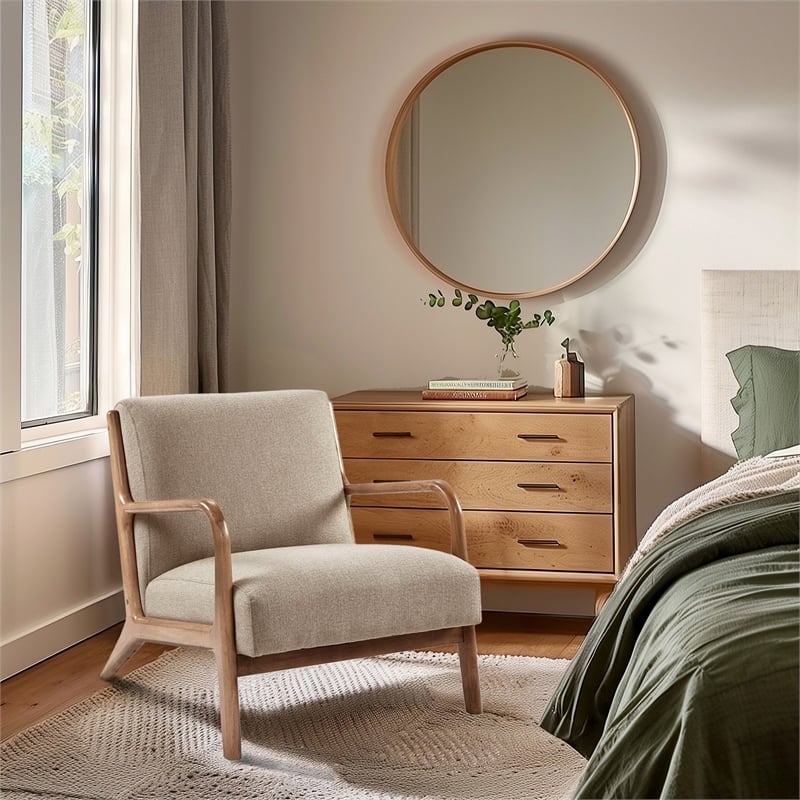 Olliix INK+IVY Novak Set of 2 Accent Armchair Wood/Polyester in Taupe
