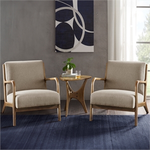 Olliix INK+IVY Novak Set of 2 Accent Armchair Wood/Polyester in Taupe