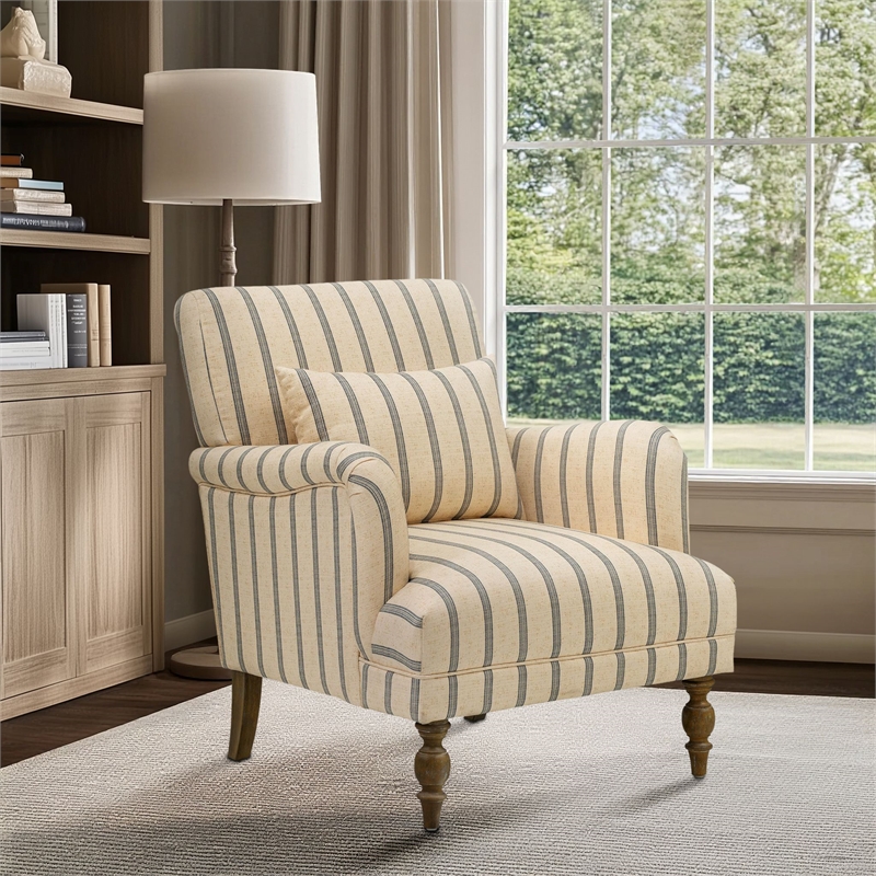 Olliix Martha Stewart Amanda Accent Chair Wood/Plywood/Fabric in Linen/Blue