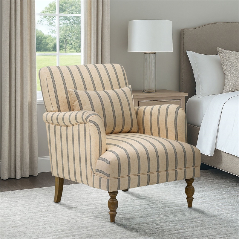 Olliix Martha Stewart Amanda Accent Chair Wood/Plywood/Fabric in Linen/Blue