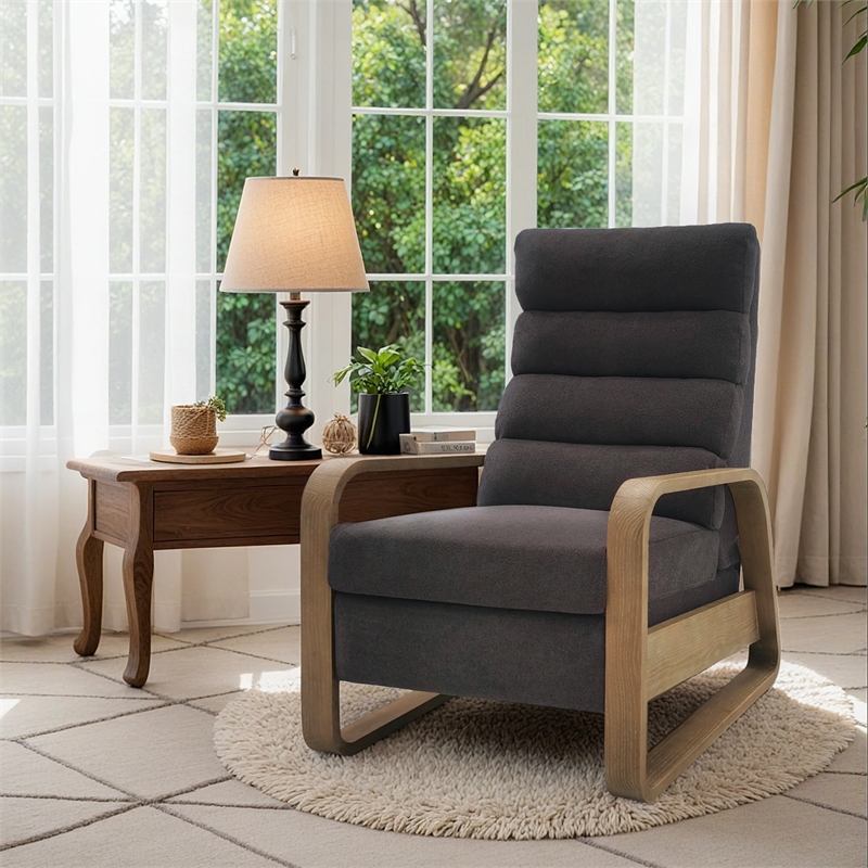 Olliix Chapel Hill Jordan Push Back Recliner Wood/Plywood in Grey