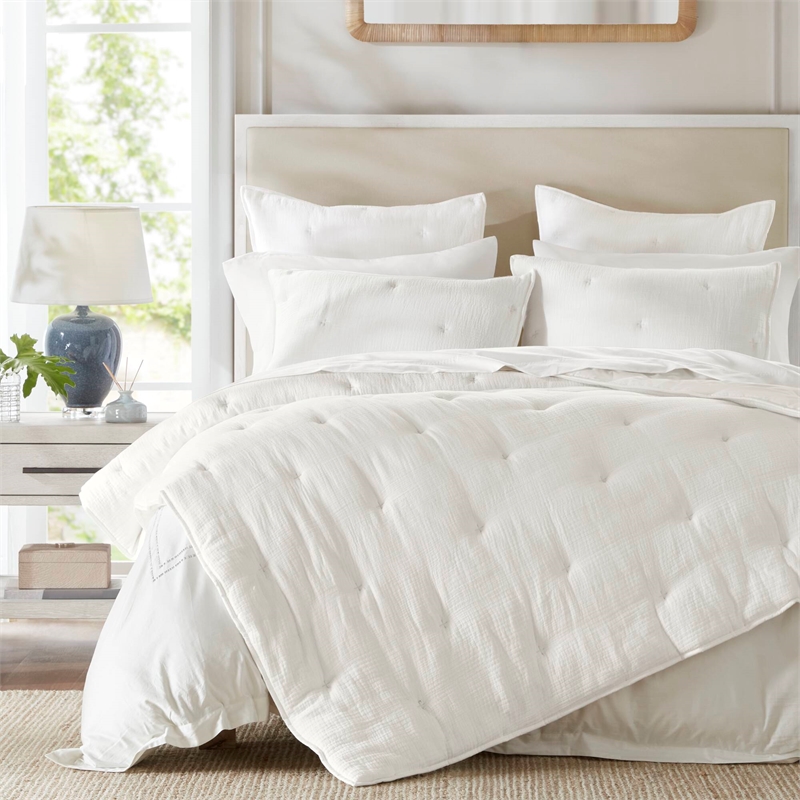 Olliix Harbor House Blue Breeze Full/Queen Quilt Set Cotton in White