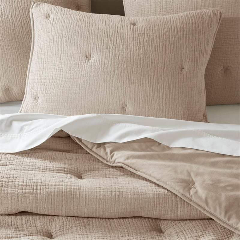 Olliix Harbor House Blue Breeze Full/Queen Quilt Set Cotton in Taupe