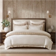 Olliix Harbor House Linen Blend King/Cal King Duvet Cover Set in White/Gold
